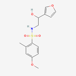 molecular formula C14H17NO5S B2963114 N-(2-(呋喃-3-基)-2-羟乙基)-4-甲氧基-2-甲基苯磺酰胺 CAS No. 1396573-89-9