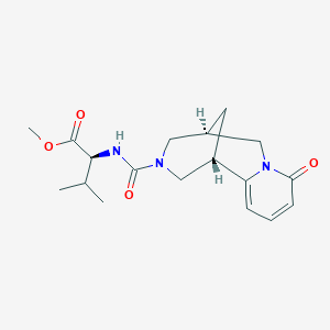 molecular formula C18H25N3O4 B2963118 (S)-methyl 3-methyl-2-((1R,5R)-8-oxo-2,3,4,5,6,8-hexahydro-1H-1,5-methanopyrido[1,2-a][1,5]diazocine-3-carboxamido)butanoate CAS No. 956777-93-8