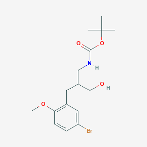 molecular formula C16H24BrNO4 B2963125 tert-butyl N-{2-[(5-bromo-2-methoxyphenyl)methyl]-3-hydroxypropyl}carbamate CAS No. 1690457-91-0
