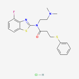 molecular formula C20H23ClFN3OS2 B2963133 盐酸N-(2-(二甲氨基)乙基)-N-(4-氟苯并[d]噻唑-2-基)-3-(苯硫基)丙酰胺 CAS No. 1216914-12-3