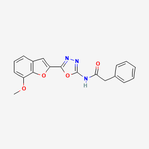 molecular formula C19H15N3O4 B2963139 N-(5-(7-methoxybenzofuran-2-yl)-1,3,4-oxadiazol-2-yl)-2-phenylacetamide CAS No. 922041-78-9