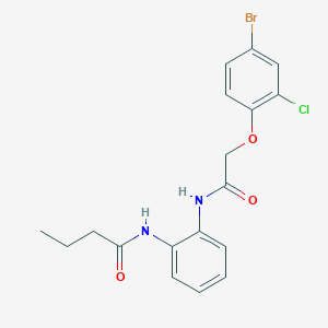 molecular formula C18H18BrClN2O3 B296314 N-(2-{[(4-bromo-2-chlorophenoxy)acetyl]amino}phenyl)butanamide 