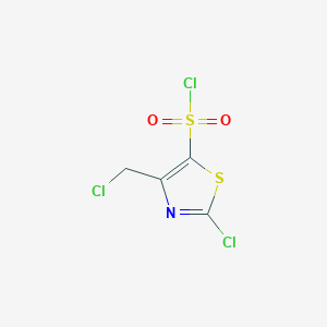 molecular formula C4H2Cl3NO2S2 B2963152 2-Chloro-4-(chloromethyl)-1,3-thiazole-5-sulfonyl chloride CAS No. 2138147-05-2