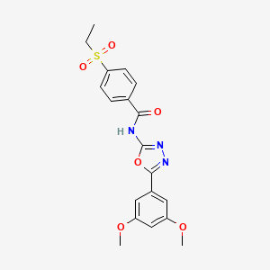 molecular formula C19H19N3O6S B2963154 N-[5-(3,5-dimethoxyphenyl)-1,3,4-oxadiazol-2-yl]-4-ethylsulfonylbenzamide CAS No. 886939-38-4