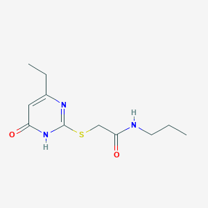 molecular formula C11H17N3O2S B2963155 2-((4-乙基-6-氧代-1,6-二氢嘧啶-2-基)硫代)-N-丙基乙酰胺 CAS No. 922630-04-4