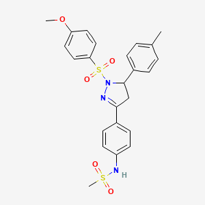 molecular formula C24H25N3O5S2 B2963156 N-(4-(1-((4-methoxyphenyl)sulfonyl)-5-(p-tolyl)-4,5-dihydro-1H-pyrazol-3-yl)phenyl)methanesulfonamide CAS No. 851780-78-4