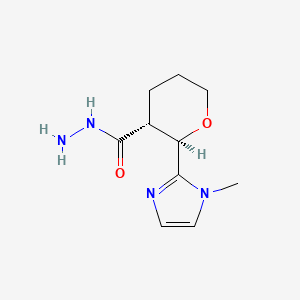 molecular formula C10H16N4O2 B2963157 rac-(2R,3R)-2-(1-甲基-1H-咪唑-2-基)噁烷-3-碳酰肼，反式 CAS No. 1969288-52-5