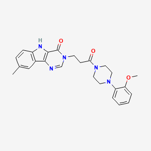 molecular formula C25H27N5O3 B2963158 3-{3-[4-(2-methoxyphenyl)piperazin-1-yl]-3-oxopropyl}-8-methyl-3,5-dihydro-4H-pyrimido[5,4-b]indol-4-one CAS No. 1105247-61-7