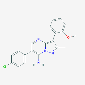molecular formula C20H17ClN4O B296316 6-(4-Chlorophenyl)-3-(2-methoxyphenyl)-2-methylpyrazolo[1,5-a]pyrimidin-7-amine 