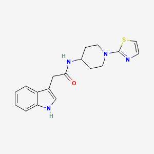 molecular formula C18H20N4OS B2963170 2-(1H-indol-3-yl)-N-(1-(thiazol-2-yl)piperidin-4-yl)acetamide CAS No. 1448058-31-8