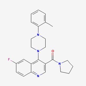 molecular formula C25H27FN4O B2963171 {6-Fluoro-4-[4-(2-methylphenyl)piperazin-1-yl]quinolin-3-yl}(pyrrolidin-1-yl)methanone CAS No. 1326913-21-6