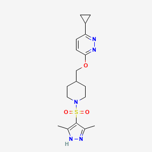 3-Cyclopropyl-6-[[1-[(3,5-dimethyl-1H-pyrazol-4-yl)sulfonyl]piperidin-4-yl]methoxy]pyridazine