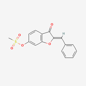 molecular formula C16H12O5S B2963188 (2Z)-2-benzylidene-3-oxo-2,3-dihydro-1-benzofuran-6-yl methanesulfonate CAS No. 623122-65-6