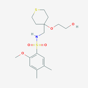 N-((4-(2-hydroxyethoxy)tetrahydro-2H-thiopyran-4-yl)methyl)-2-methoxy-4,5-dimethylbenzenesulfonamide