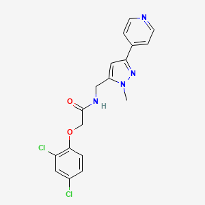 molecular formula C18H16Cl2N4O2 B2963200 2-(2,4-Dichlorophenoxy)-N-[(2-methyl-5-pyridin-4-ylpyrazol-3-yl)methyl]acetamide CAS No. 2320213-45-2
