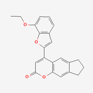 molecular formula C22H18O4 B2963201 4-(7-ethoxybenzofuran-2-yl)-7,8-dihydrocyclopenta[g]chromen-2(6H)-one CAS No. 858766-01-5