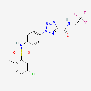 molecular formula C17H14ClF3N6O3S B2963208 2-(4-(5-chloro-2-methylphenylsulfonamido)phenyl)-N-(2,2,2-trifluoroethyl)-2H-tetrazole-5-carboxamide CAS No. 1396798-73-4