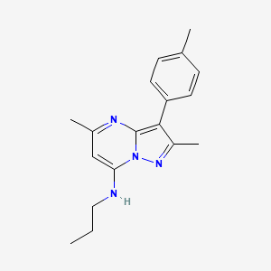 molecular formula C18H22N4 B2963211 2,5-dimethyl-3-(4-methylphenyl)-N-propylpyrazolo[1,5-a]pyrimidin-7-amine CAS No. 890610-90-9