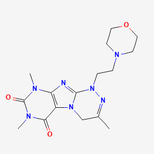 molecular formula C16H23N7O3 B2963215 3,7,9-三甲基-1-(2-吗啉基乙基)-7,9-二氢-[1,2,4]三嗪并[3,4-f]嘌呤-6,8(1H,4H)-二酮 CAS No. 898440-69-2