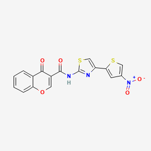 molecular formula C17H9N3O5S2 B2963223 N-(4-(4-硝基噻吩-2-基)噻唑-2-基)-4-氧代-4H-色烯-3-甲酰胺 CAS No. 477551-91-0