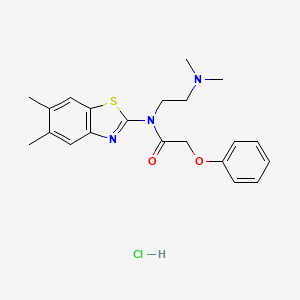 molecular formula C21H26ClN3O2S B2963225 N-(2-(dimethylamino)ethyl)-N-(5,6-dimethylbenzo[d]thiazol-2-yl)-2-phenoxyacetamide hydrochloride CAS No. 1216907-12-8