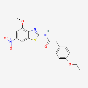 molecular formula C18H17N3O5S B2963231 2-(4-乙氧基苯基)-N-(4-甲氧基-6-硝基-1,3-苯并噻唑-2-基)乙酰胺 CAS No. 923417-25-8