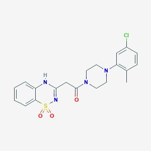 molecular formula C20H21ClN4O3S B2963233 1-(4-(5-chloro-2-methylphenyl)piperazin-1-yl)-2-(1,1-dioxido-2H-benzo[e][1,2,4]thiadiazin-3-yl)ethanone CAS No. 950303-37-4