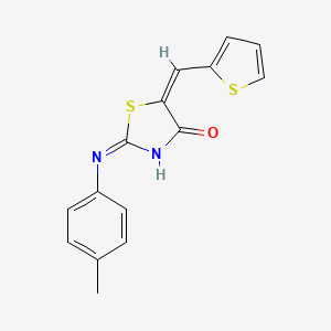 molecular formula C15H12N2OS2 B2963247 (2E,5E)-5-(thiophen-2-ylmethylene)-2-(p-tolylimino)thiazolidin-4-one CAS No. 312291-31-9