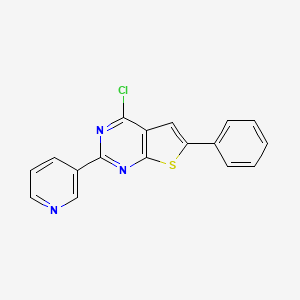 molecular formula C17H10ClN3S B2963255 4-Chloro-6-phenyl-2-pyridin-3-ylthieno[2,3-d]pyrimidine CAS No. 885461-04-1