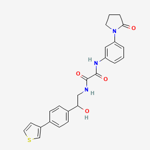 molecular formula C24H23N3O4S B2963257 N1-(2-hydroxy-2-(4-(thiophen-3-yl)phenyl)ethyl)-N2-(3-(2-oxopyrrolidin-1-yl)phenyl)oxalamide CAS No. 2034492-58-3