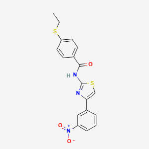 molecular formula C18H15N3O3S2 B2963262 4-(ethylthio)-N-(4-(3-nitrophenyl)thiazol-2-yl)benzamide CAS No. 898405-85-1