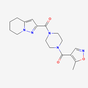 molecular formula C17H21N5O3 B2963264 (5-Methylisoxazol-4-yl)(4-(4,5,6,7-tetrahydropyrazolo[1,5-a]pyridine-2-carbonyl)piperazin-1-yl)methanone CAS No. 2034338-82-2