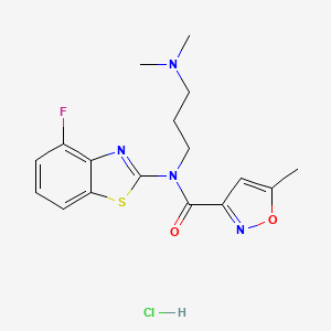 molecular formula C17H20ClFN4O2S B2963265 N-(3-(dimethylamino)propyl)-N-(4-fluorobenzo[d]thiazol-2-yl)-5-methylisoxazole-3-carboxamide hydrochloride CAS No. 1217086-42-4