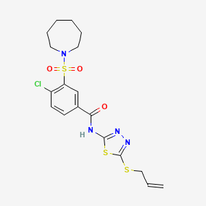 molecular formula C18H21ClN4O3S3 B2963268 3-(azepan-1-ylsulfonyl)-4-chloro-N-[5-(prop-2-en-1-ylsulfanyl)-1,3,4-thiadiazol-2-yl]benzamide CAS No. 880405-50-5
