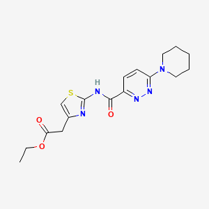 molecular formula C17H21N5O3S B2963269 Ethyl 2-(2-(6-(piperidin-1-yl)pyridazine-3-carboxamido)thiazol-4-yl)acetate CAS No. 1396872-67-5