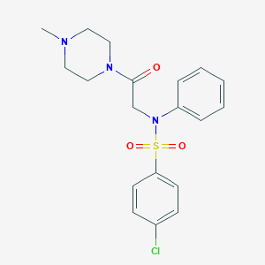 molecular formula C19H22ClN3O3S B296327 4-chloro-N-[2-(4-methyl-1-piperazinyl)-2-oxoethyl]-N-phenylbenzenesulfonamide 