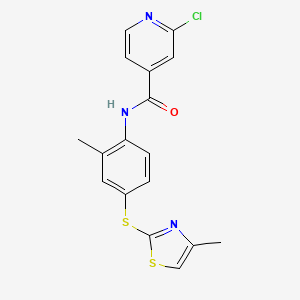 molecular formula C17H14ClN3OS2 B2963270 2-chloro-N-[2-methyl-4-[(4-methyl-1,3-thiazol-2-yl)sulfanyl]phenyl]pyridine-4-carboxamide CAS No. 1365630-43-8