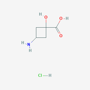 molecular formula C5H10ClNO3 B2963279 3-Amino-1-hydroxycyclobutane-1-carboxylic acid hcl CAS No. 2418722-56-0