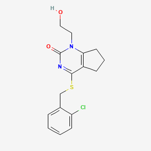 4-((2-chlorobenzyl)thio)-1-(2-hydroxyethyl)-6,7-dihydro-1H-cyclopenta[d]pyrimidin-2(5H)-one