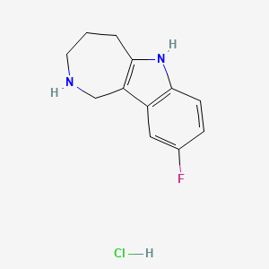molecular formula C12H14ClFN2 B2963289 9-氟-1H,2H,3H,4H,5H,6H-氮杂菲并[4,3-b]吲哚盐酸盐 CAS No. 1803580-92-8