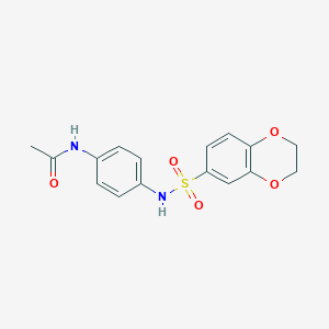 molecular formula C16H16N2O5S B296329 N-{4-[(2,3-dihydro-1,4-benzodioxin-6-ylsulfonyl)amino]phenyl}acetamide 