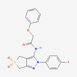 molecular formula C19H16FN3O4S B2963296 N-(2-(4-氟苯基)-5,5-二氧化-4,6-二氢-2H-噻吩并[3,4-c]吡唑-3-基)-2-苯氧基乙酰胺 CAS No. 450337-37-8