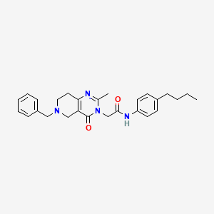 molecular formula C27H32N4O2 B2963299 2-{6-benzyl-2-methyl-4-oxo-3H,4H,5H,6H,7H,8H-pyrido[4,3-d]pyrimidin-3-yl}-N-(4-butylphenyl)acetamide CAS No. 1243064-28-9