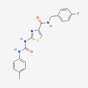 molecular formula C19H17FN4O2S B2963305 N-(4-fluorobenzyl)-2-(3-(p-tolyl)ureido)thiazole-4-carboxamide CAS No. 941927-06-6
