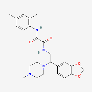 molecular formula C24H30N4O4 B2963306 N-[2-(1,3-benzodioxol-5-yl)-2-(4-methylpiperazin-1-yl)ethyl]-N'-(2,4-dimethylphenyl)ethanediamide CAS No. 896343-23-0