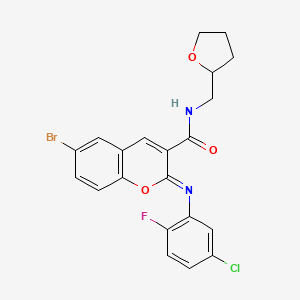 molecular formula C21H17BrClFN2O3 B2963322 (2Z)-6-bromo-2-[(5-chloro-2-fluorophenyl)imino]-N-(tetrahydrofuran-2-ylmethyl)-2H-chromene-3-carboxamide CAS No. 1327185-44-3