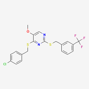 4-[(4-Chlorobenzyl)sulfanyl]-2-{[3-(trifluoromethyl)benzyl]sulfanyl}-5-pyrimidinyl methyl ether