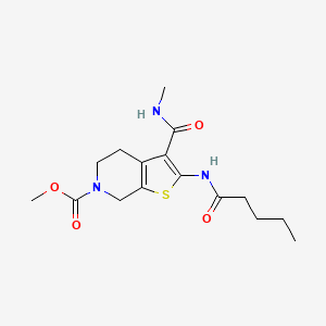 molecular formula C16H23N3O4S B2963331 methyl 3-(methylcarbamoyl)-2-pentanamido-4,5-dihydrothieno[2,3-c]pyridine-6(7H)-carboxylate CAS No. 886958-06-1