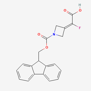 molecular formula C20H16FNO4 B2963335 2-[1-(9H-Fluoren-9-ylmethoxycarbonyl)azetidin-3-ylidene]-2-fluoroacetic acid CAS No. 2408971-05-9