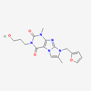 molecular formula C17H19N5O4 B2963337 8-(furan-2-ylmethyl)-3-(3-hydroxypropyl)-1,7-dimethyl-1H-imidazo[2,1-f]purine-2,4(3H,8H)-dione CAS No. 896823-61-3